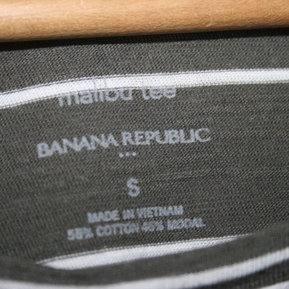 Banana Republic Cotton + Modal Green Malibu Tee Striped 3/4 Sleeve Shirt Size S - Picture 3 of 4